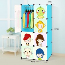  Toytexx Portable DIY Closet Cabinet Wardrobe for Children and Kids Modular Storage Organizer Dresser Hanging Rack Clothes - 8 Cube Set