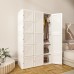 ANTBOX Portable Closet, Foldable Wardrobe Storage Clothing Organizer with Magnetic Doors, 11 Doors 2 Hangers (White) - WT15-D11-H2