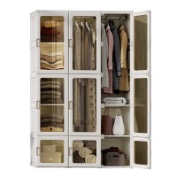 ANTBOX Portable Closet, Foldable Wardrobe Storage Clothing Organizer with Magnetic Doors, 9 Doors 2 Hangers - WT15-D9-H2