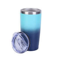 Stainless Steel Tumbler, 20oz Vacuum Insulated Travel Coffee Mug with Sliding Lid, Non-Slip Bottom (Blue)