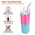 Stainless Steel Tumbler, 22oz Vacuum Insulated Travel Coffee Mug with Sliding Lid, Non-Slip Bottom (Pink-Green)
