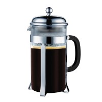 French Coffee Press, 48oz Stainless Steel Coffee Maker, Double Filter, 2 Bonus Screens (12 Cup)