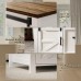Coffee Table with Refrigerated Drawer Farmhouse Sliding Barn Door Storage Cabinet, Adjustable Shelves, 47.2" White & Brown Living Room Table
