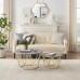 Set of 2 Coffee Table Set, Modern Faux Marble Coffee Table and End Table for Home, Living Room (Grey-Gold) - GilesCoffeeTableGY&G-FWS