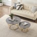 Set of 2 Coffee Table Set, Modern Faux Marble Coffee Table and End Table for Home, Living Room (Grey-Gold) - GilesCoffeeTableGY&G-FWS