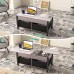 2-Way Lift Top Coffee Table, Rustic Wood Table with Hidden Compartments, 2 Fabric Storage Baskets for Home, Living Room (Grey) - 559A1