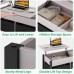 2-Way Lift Top Coffee Table, Rustic Wood Table with Hidden Compartments, 2 Fabric Storage Baskets for Home, Living Room (Grey) - 559A1