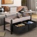 2-Way Lift Top Coffee Table, Rustic Wood Table with Hidden Compartments, 2 Fabric Storage Baskets for Home, Living Room (Grey) - 559A1
