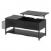 Lift Top Coffee Table with Storage Drawer, Hidden Compartment, Side Pouch for Home, Living Room (Black) - 566A1