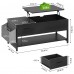 Lift Top Coffee Table with Storage Drawer, Hidden Compartment, Side Pouch for Home, Living Room (Black) - 566A1