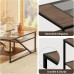 ODIKA Waterfall Glass Top Coffee Table, 110cm Wooden Center Table with Storage for Home, Living Room - CT-GT-BR-101023