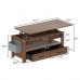 Lift Top Coffee Table with 2 Storage Drawers, Hidden Compartment, Side Pouch, Open Storage Shelf for Home, Living Room - FK006001