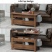 Lift Top Coffee Table with 2 Storage Drawers, Hidden Compartment, Side Pouch, Open Storage Shelf for Home, Living Room - FK006001