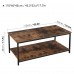 2-Tier Coffee Table with Storage Shelf, Rustic Design for Living Room, Home Office