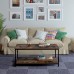 2-Tier Coffee Table with Storage Shelf, Rustic Design for Living Room, Home Office