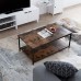 2-Tier Coffee Table with Storage Shelf, Rustic Design for Living Room, Home Office