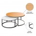 ODIKA 2-Piece Coffee Table Set, Modern Two Tone Nesting Coffee Tables with Industrial Wood Finish, Metal Frame for Home, Living Room - NT-CR-BRWH-81822