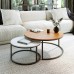 ODIKA 2-Piece Coffee Table Set, Modern Two Tone Nesting Coffee Tables with Industrial Wood Finish, Metal Frame for Home, Living Room - NT-CR-BRWH-81822