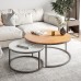 ODIKA 2-Piece Coffee Table Set, Modern Two Tone Nesting Coffee Tables with Industrial Wood Finish, Metal Frame for Home, Living Room - NT-CR-BRWH-81822