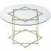Round Glass Coffee Table, 31.5" Modern Clear Glass Table with Waterproof Tempered Glass, Gold Metal Frame for Home, Living Room, Bedroom