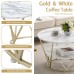 Round Coffee Table, 80 x 45 cm White Gold Faux Marble Table with 2 Tier Storage for Home, Living Room (White Gold)