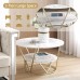 Round Coffee Table, 80 x 45 cm White Gold Faux Marble Table with 2 Tier Storage for Home, Living Room (White Gold)