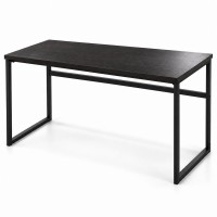 Computer Desk Metal Frame  112 cm Dark Brown for Home Office