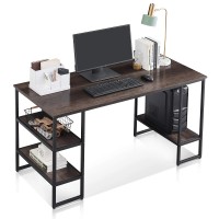 Computer Desk, 120 x 60cm Reversible Office Desk with 3-Tier Shelves, CPU Stand for Home, Bedroom, Office - 6090-2156BK