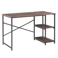 47" Computer Desk, Office Study Gaming Table Laptop Desk with 2 Tier Shelf, Metal Frame, for Home, Bedroom, Office - STIT-1VG120-SX