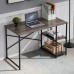 47" Computer Desk, Office Study Gaming Table Laptop Desk with 2 Tier Shelf, Metal Frame, for Home, Bedroom, Office - STIT-1VG120-SX