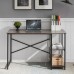 47" Computer Desk, Office Study Gaming Table Laptop Desk with 2 Tier Shelf, Metal Frame, for Home, Bedroom, Office - STIT-1VG120-SX