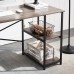 55" Computer Desk, Office Study Gaming Table Laptop Desk with 2 Tier Shelf, Metal Frame, for Home, Bedroom, Office - STIT-1VG140-SX
