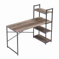 55"" Computer Desk, 120 x 60cm Reversible Office Desk with 4-Tier Shelves, CPU Stand for Home, Bedroom, Office - SULI-1VG140-SX