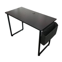 Computer Desk, 100 x 50cm Modern Style Study Desk with Side Storage Bag for Home, Office (Black) - YD2008-B