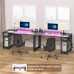 Computer Desk, 40" inch Reversible Gaming Desk with LED Lights, Monitor Stand, Shelves, Charging Outlets, USB Ports for Home, Office, Bedroom - YHCD-39in