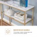 3-Tier Console Table, 120 cm Faux White Marble Buffet Table with Storage Shelf, for Home, Hallway, Living Room (White-Gold) - 6090-Sage-80GOLD