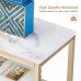 3-Tier Console Table, 120 cm Faux White Marble Buffet Table with Storage Shelf, for Home, Hallway, Living Room (White-Gold) - 6090-Sage-80GOLD