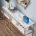 3-Tier Console Table, 120 cm Faux White Marble Buffet Table with Storage Shelf, for Home, Hallway, Living Room (White-Gold) - 6090-Sage-80GOLD