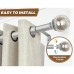  Adjustable Curtain Rod 36–69 Inch Silver Telescoping Window Drapery Rod with Crackle Glass Ball Finials & Brackets Living Room Bedroom Décor