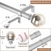  Adjustable Curtain Rod 36–69 Inch Silver Telescoping Window Drapery Rod with Crackle Glass Ball Finials & Brackets Living Room Bedroom Décor