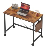 Rolling Computer Desk with Locking Wheels, 32-Inch, Brown Rolling Computer Desk with Locking Wheels, 32-Inch, Brown