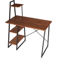 Compact Study Desk, 102 x 50cm Small Multipurpose Desk with 4 Tier Shelves, Industrial Wood, Metal Frame for Home, Office, Small Spaces - JA22118