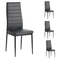 4 PC Dining Chairs Set, Faux Leather Metal Frame Side Chair for Home, Dining Room, Kitchen