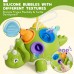 Baby Dinosaur Sensory Toy, Pull-Pop Silicone Baby Toy for 6-12-18 Months Early Development, Babies, Toddlers, Fine Motor Skills (Green) - BWL-101Y