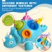 Baby Dinosaur Sensory Toy, Pull-Pop Silicone Baby Toy for 6-12-18 Months Early Development, Babies, Toddlers, Fine Motor Skills (Blue) - BWL-102Y