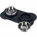 Stainless Steel Dog Bowl with Non Spill Skid Resistant Silicone Mat Feeder Bowls for Dogs, Cats, Pets (M)