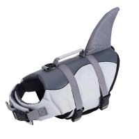 Dog Swimming Vest, Shark Style Dog Safety Life Jacket with Reflective Stripes, Adjustable Belt for Small Medium Dogs (Large)