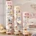 175cm Doll Bucket Storage, Stuffed Animal Toy Storage Tube with Wheels, Double-Ended Zipper, Lid for Kids (Pink)