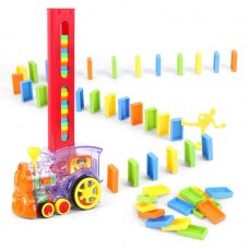 Domino Train Toy Set Rally Electric Train Model With 80 Pcs Colorful Tiles Game Building Blocks Toy Set  - 7012S