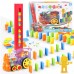 Domino Train Toy Set Rally Electric Train Model With 80 Pcs Colorful Tiles Game Building Blocks Toy Set  - 7012S